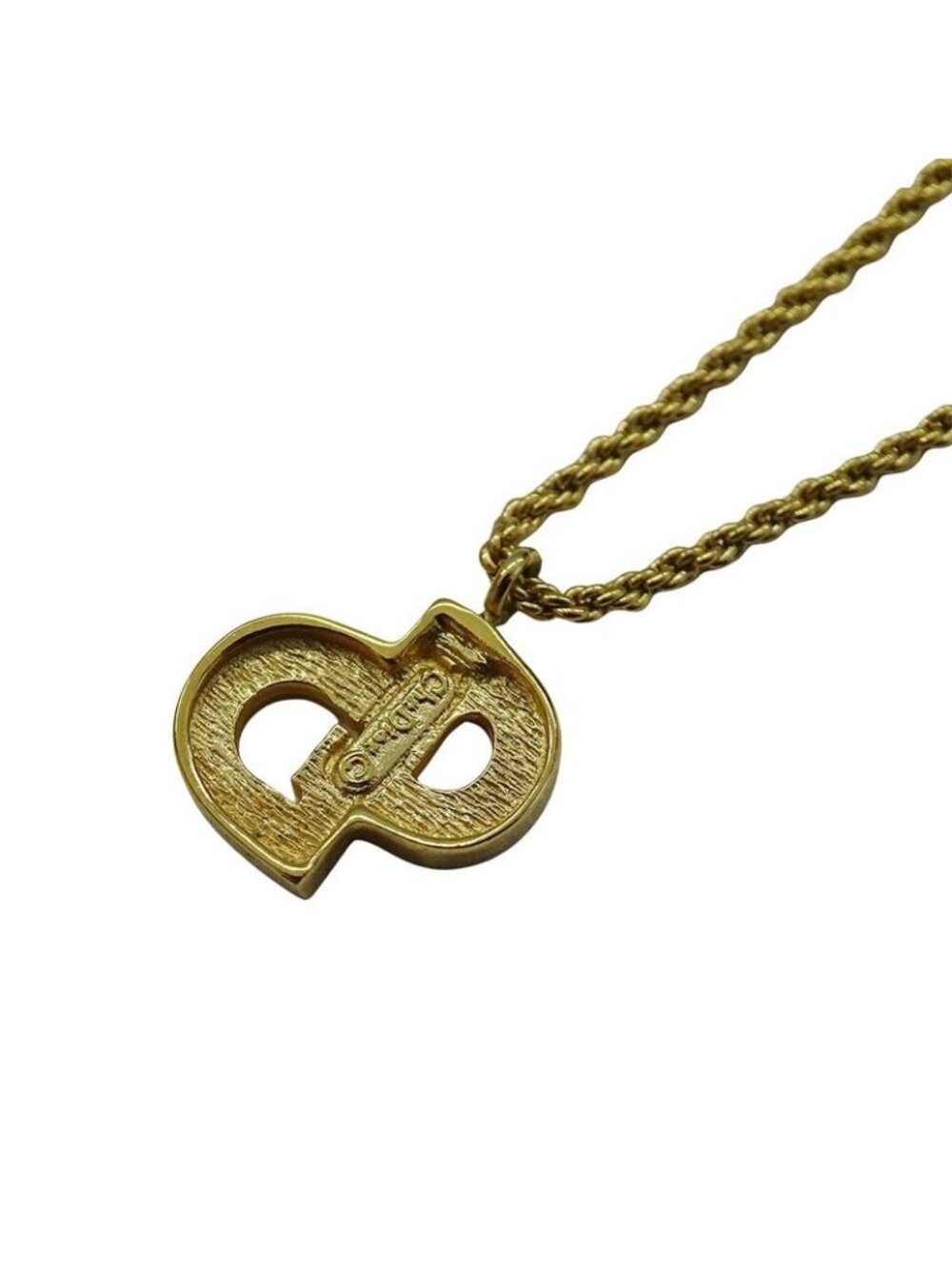 Dior Necklace Rhinestone Logo Gold - Picture 2 of 7
